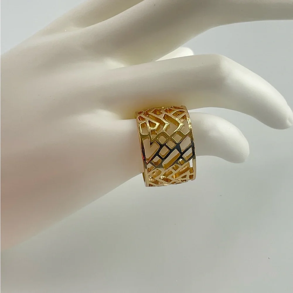 Gold Geometric Ring, Statement Ring, Mod, Plated